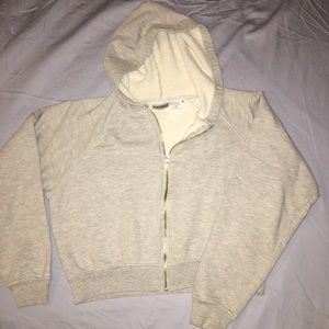 Cropped Fleece Zip Hoodie